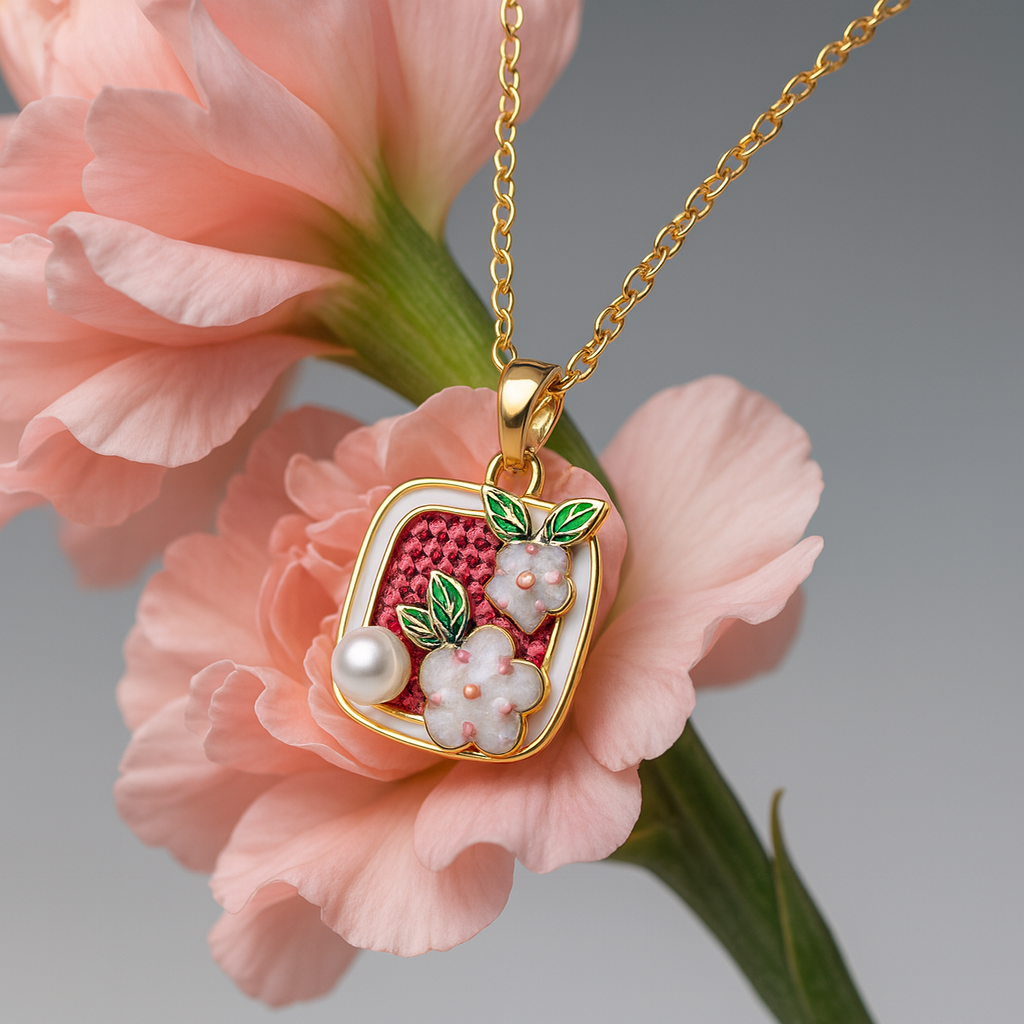 Anti-Tarnish Enamel Floral Charm Necklace