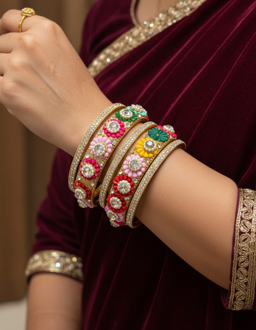 Multicolor Floral Bangles