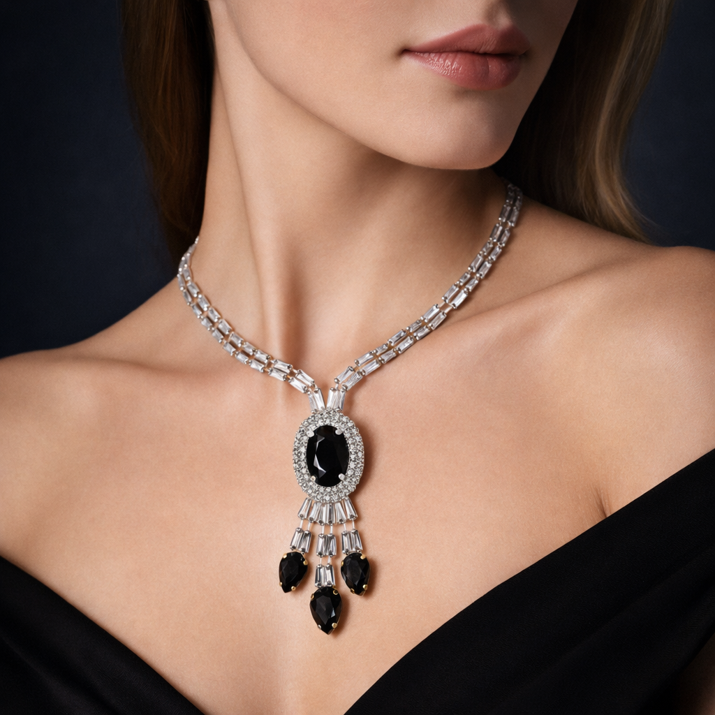 Midnight Elegance Statement Necklace Set