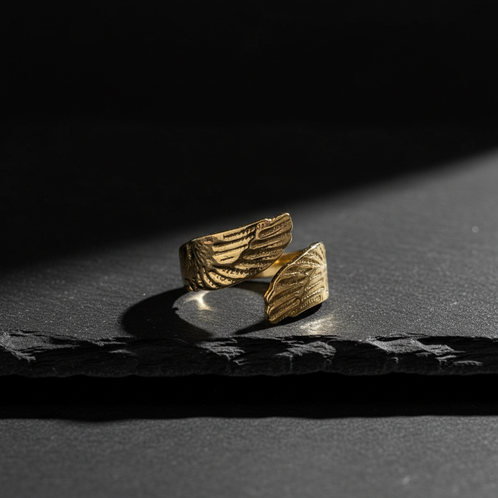 Gold-Plated Wing Open Ring