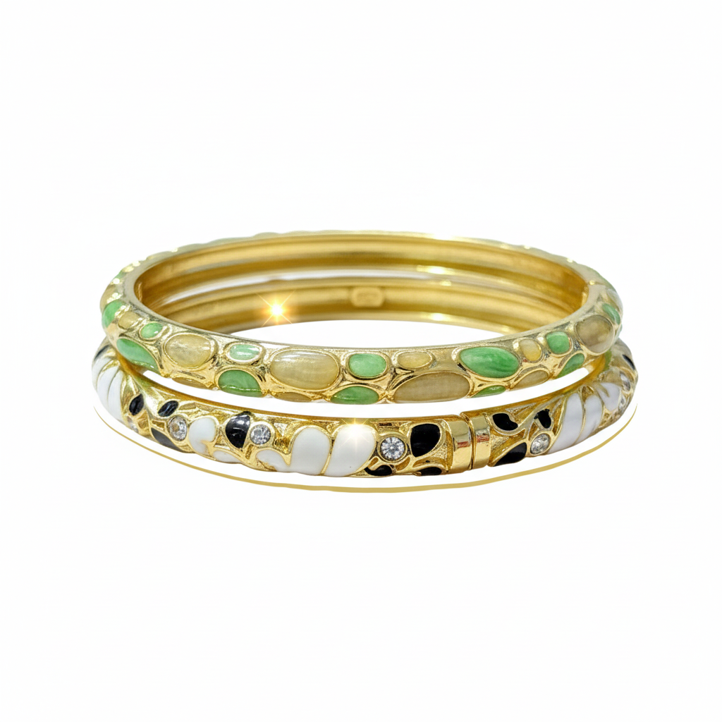 Elegant Enamel Thin Kada Combo Set